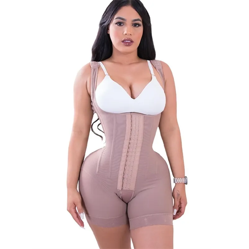 Kadın Gorset Fajas Kolombiya Büyük Boy Shapewear Açık Göğüs Vücut Corse Bel Eğitmen Yüksek Sıkıştırma Skims Bodysuit 211230