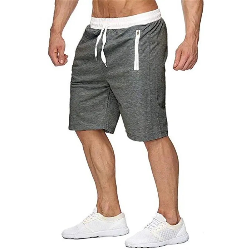 Sommar shorts män som kör jogger fitness andningsbar mens gym sport träning kort byxor manlig solid grå svart blå 210629