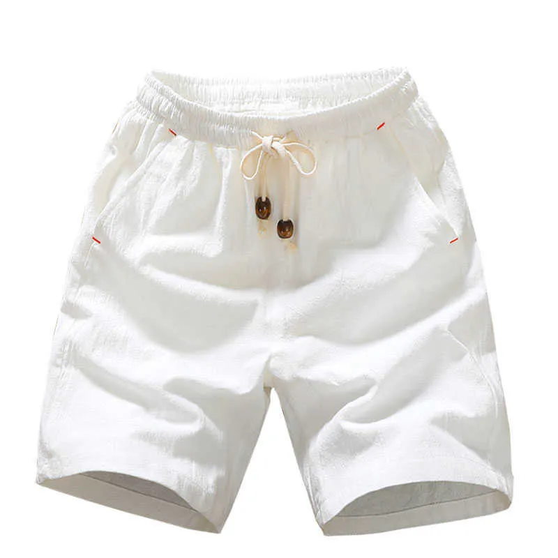 Sommar bomulls shorts lösa män casual kort joggare svart vit dragsko midja bermuda män plus storlek 4xl 5xl 210714