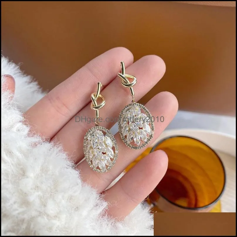 14K Real Gold Elegant Crystal Geometric Stud Earrings for Women Cubic Zircon Delicate Jewelry Twist Earrings