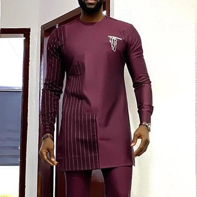 Мужские футболки африканские рубашки средняя длина круглые шеи с длинным рукавом футболка мужчина 2021 весна традиционный плюс размер стройной патики одежда человека