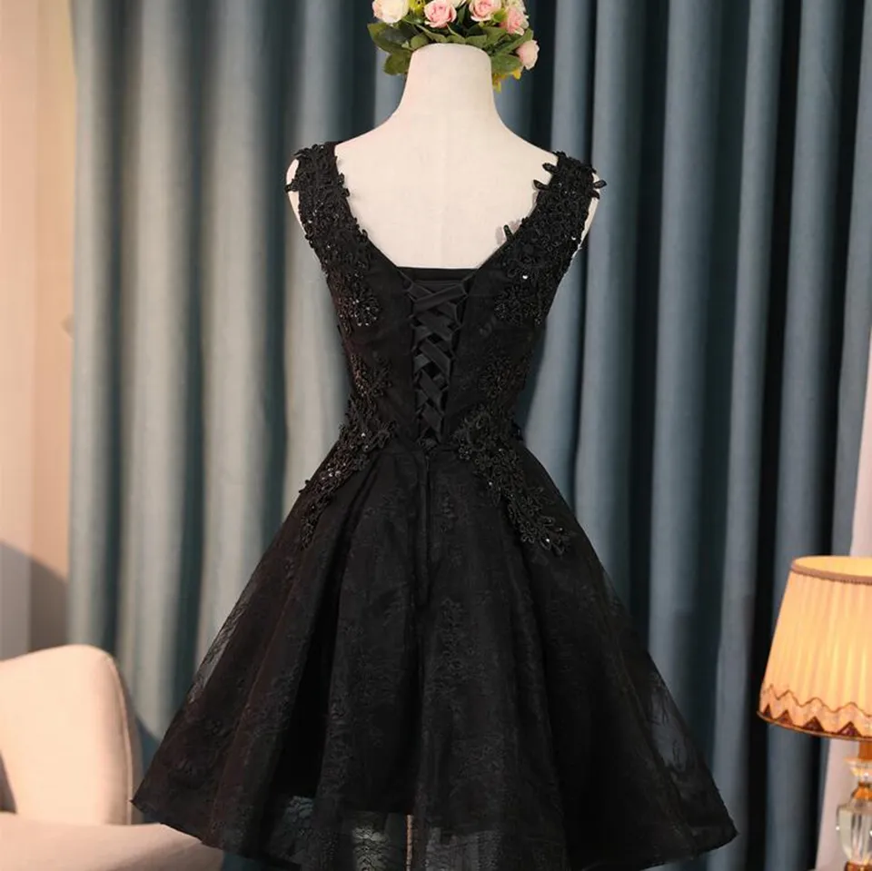 Elegant Black Tulle Cocktail Dress Sleeveless Beaded Knee-Length Graduation  Gown from Dhgate Cocktail Dresses - price 39.2