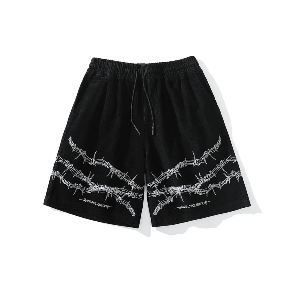 Men's wear High Street Hip-hop high Street Black Personality Gothic Shorts Tide knee length Pants for Men And Women X0628