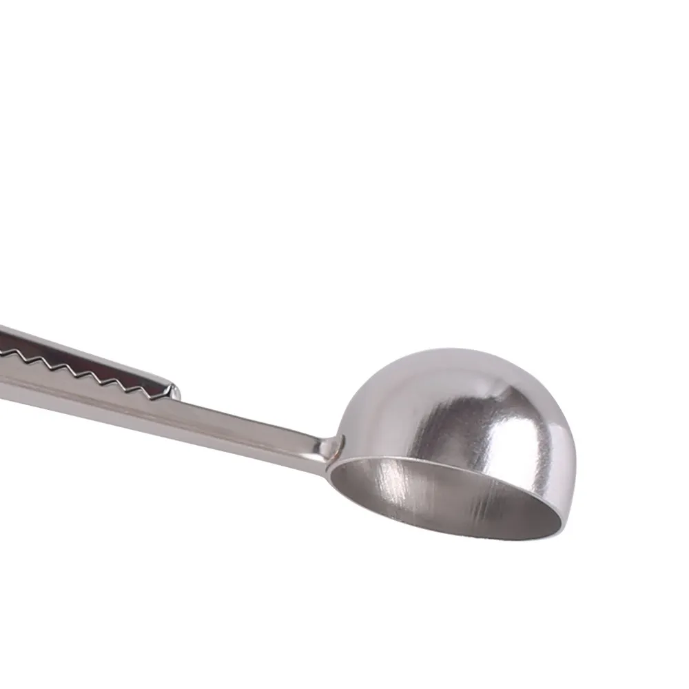Useful Coffee Tea Tool Stainless Steel Cup Ground Coffee Measuring Scoop Spoon with Bag Sealing Clip DH8799