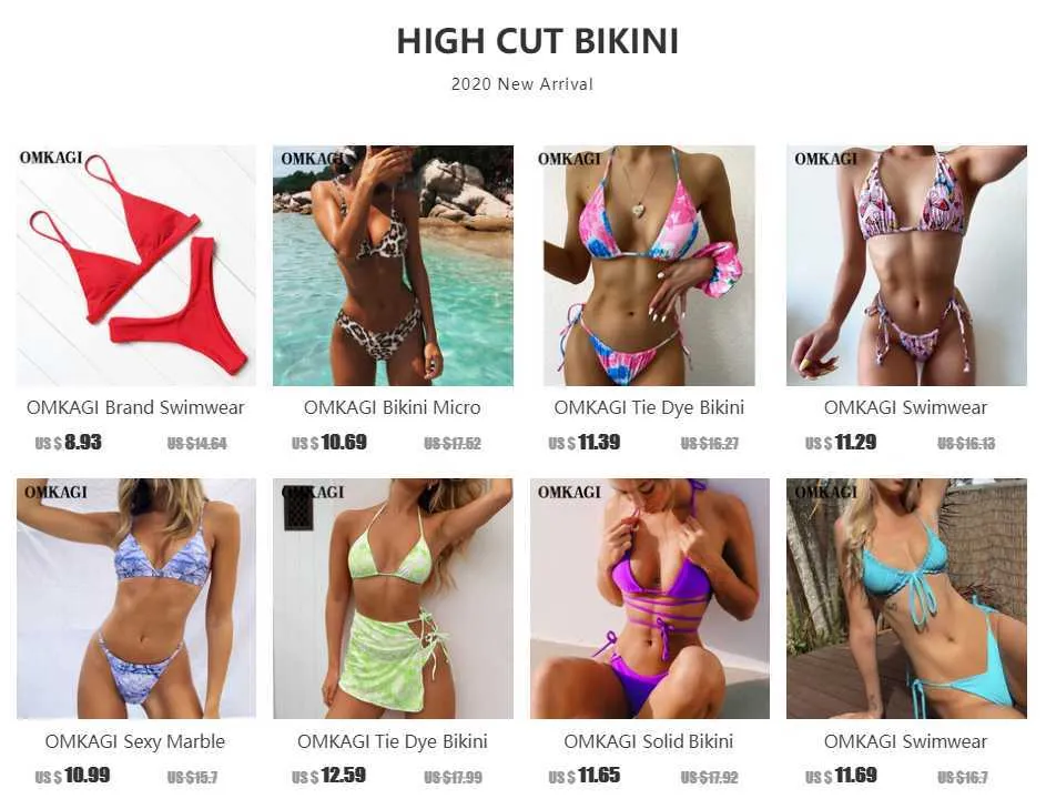 OMKAGI Tie Dye Bikini Set Sexy Push Up Thong Swimsuits For Women
