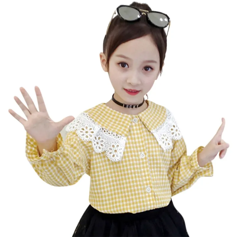 Meninas blusa manta para menina flare manga camisas crianças lace outono roupas festa 6 8 10 12 14 210527