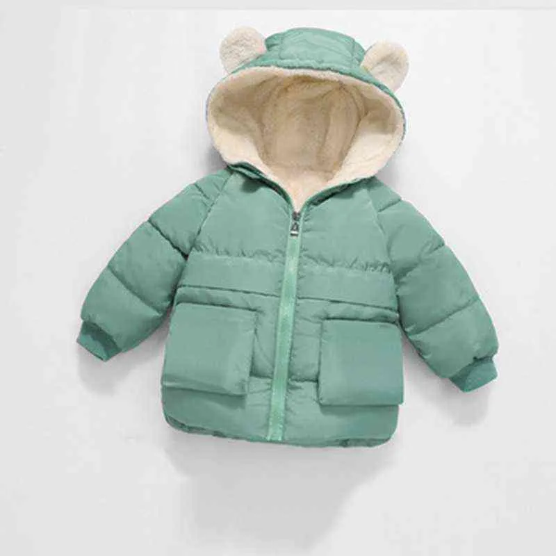 COOTELILI Fleece Winter Parkas Kids Jackets For Girls Boys Thick Velvet Pocket Children