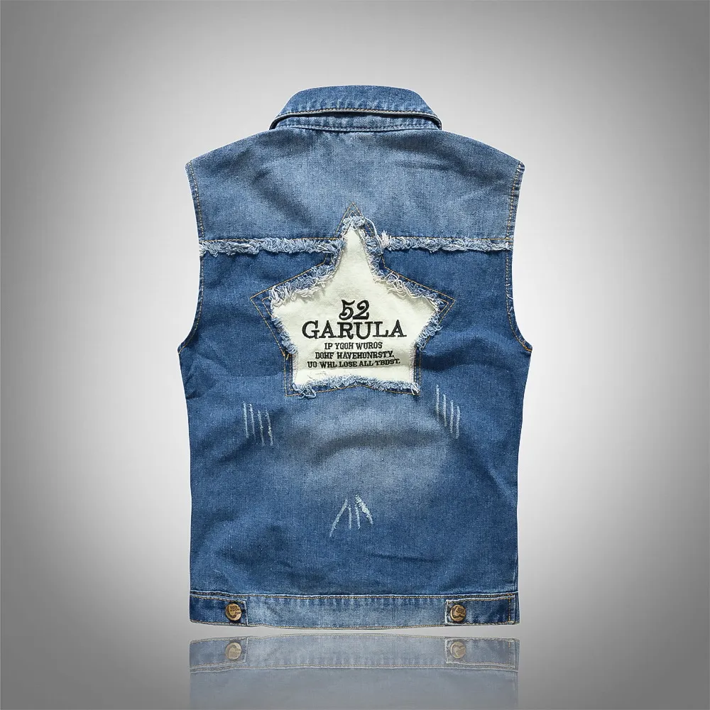 Mens Mouwloze Jeans Jas Mannen Oversize M-5XL Blue Black Denim Jeans Vest Mannen Cowboy Denim Vest Mens Jeans Gest