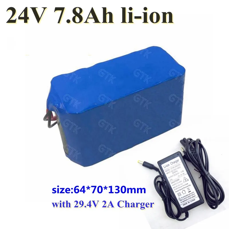 24V 7.8Ah Li Ion Battery Pack With BMS & 29.4V 2A Charger