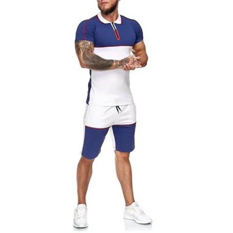 Hurry to buy without hesitate Men's Tracksuits Mens Short Tracksuit Set Colorblock 2 Piece 