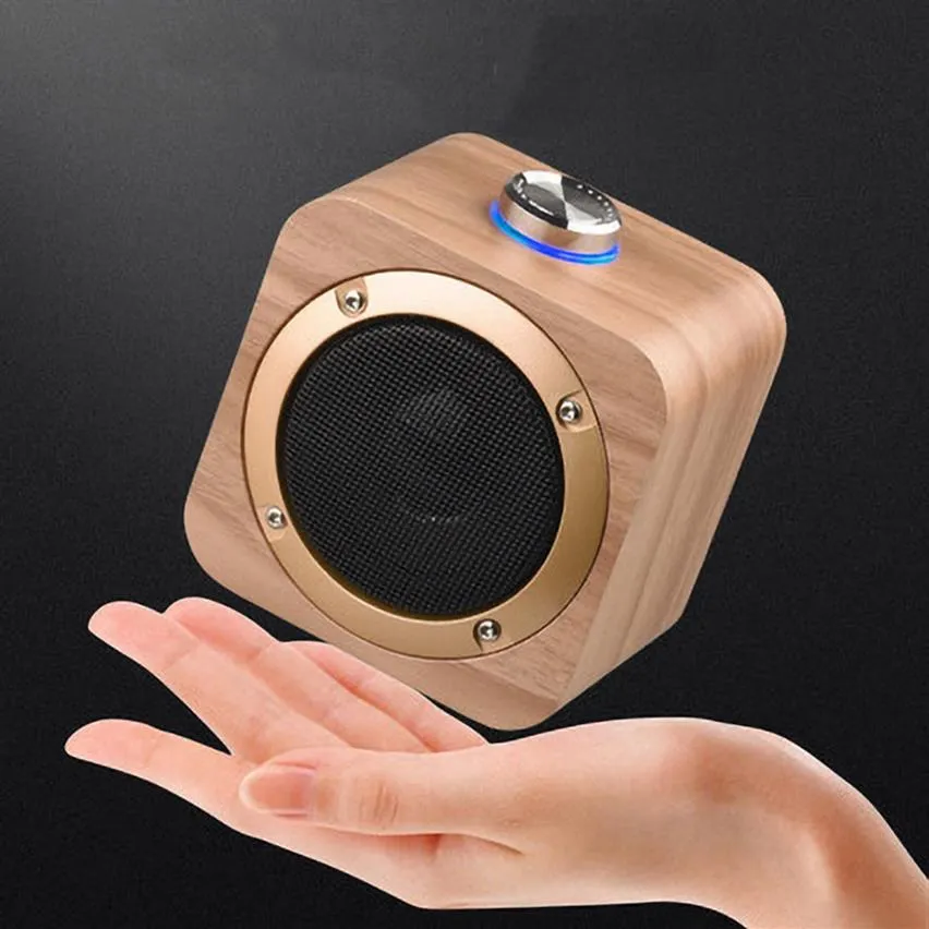Q1B Portable Speaker Wooden Bluetooth 4.2 Wireless Bass Speakers Music Player Built-in 1200mAh Battery 2 Colorsa08
