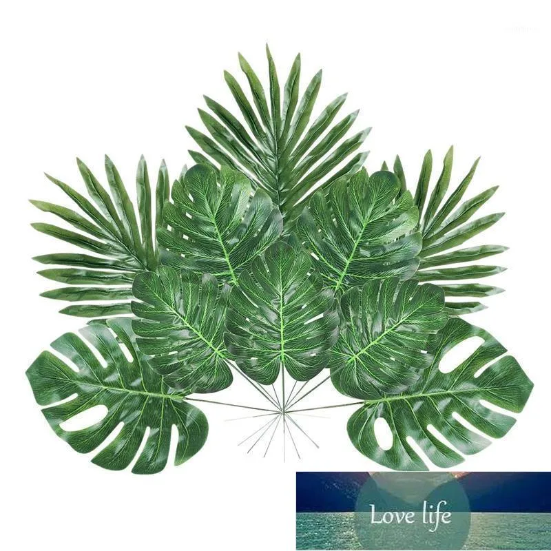 48 Pieces 4 Kinds Artificial Palm Leaves with Faux Stems Tropical Plant Leaves Monstera for Hawaiian Luau Party Ju1