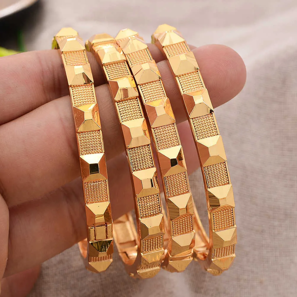 Ethiopian Gold Color Personality Square Bracelet for Men Women Dubai Bride Wedding Bracelet African Arab Jewelry Middle East Q0720