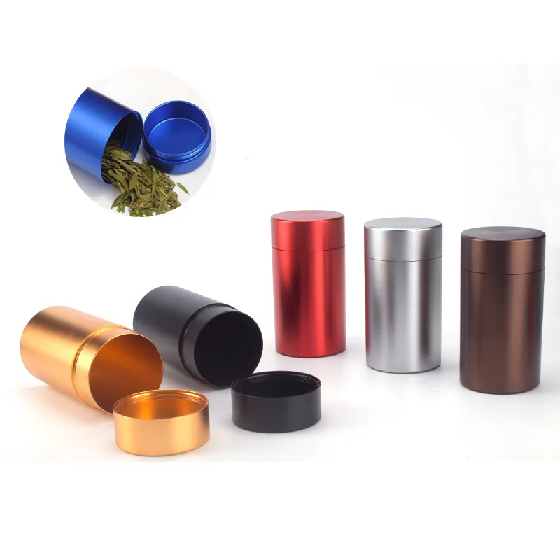 Aluminiumlegierung Tee-Vorratsgläser Versiegelte Metalldosen Home Travel Tragbare Kaffee-Teedose Mini-Behälter 45 * 68 MM