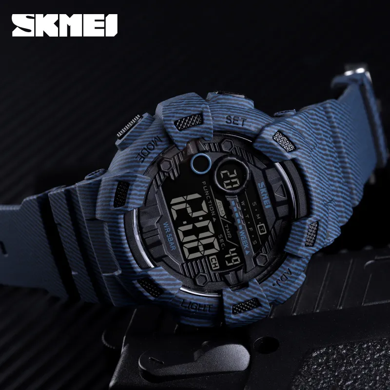 2019 SKMEI Sportuhr Männer Mode Digitale Armbanduhren Herren Woche Datum Stoppuhr Relogio Digital 2 Zeit Countdown Montre Homme X0524