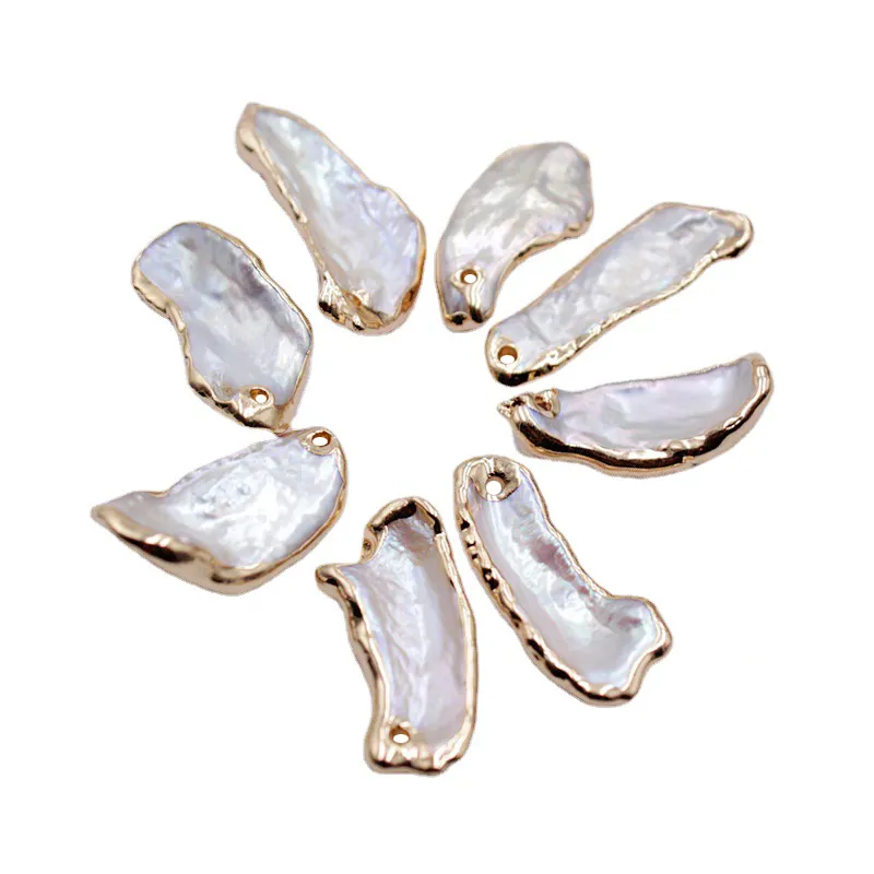 Hochwertige 10-22 mm große Partikel aus Pipa-Perlen mit 18-karätigem Goldrand für die Schmuckherstellung