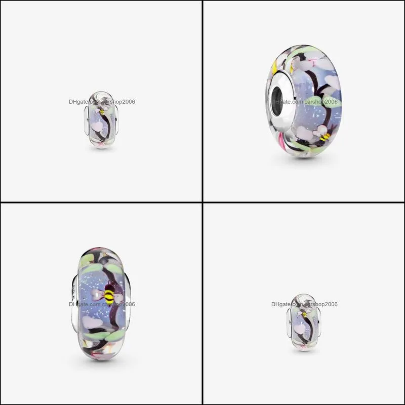 New Arrival 925 Sterling Silver Enchanted Garden Murano Glass Beads Charm Fit Original European Charm Bracelet Fashion Jewelry