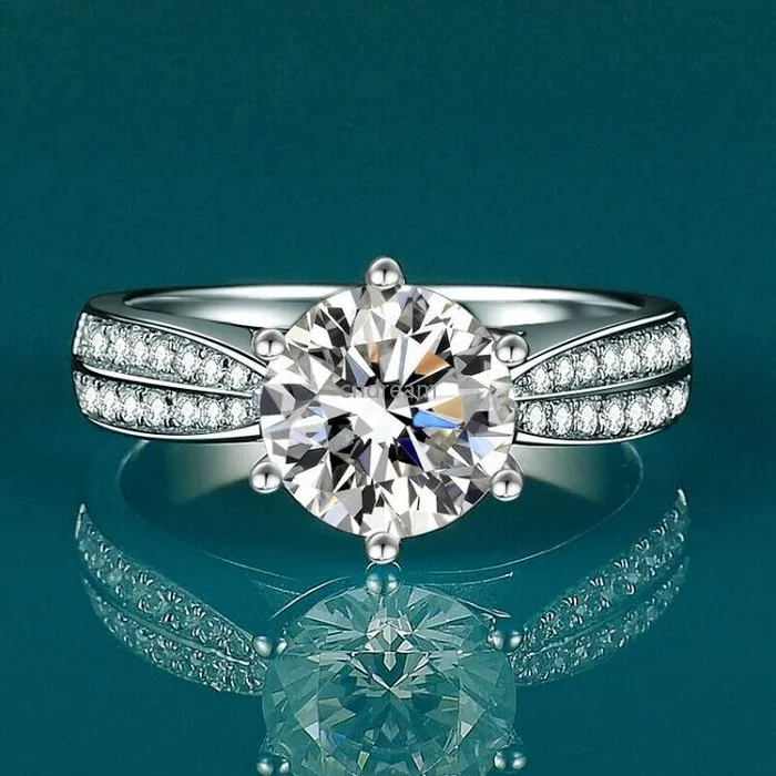 Diamentowy ring talerz 925 Silver zaręczyny Pierścionki Weddcze Zespół dla kobiet w biżuterii mody Will i Sandy