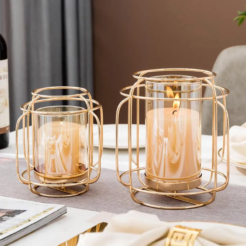 Candle Holders Nordic Metal Holder Glass Golden Candlestick Wedding Modern Candelabra Home Decor Center Table Living Room Decoration