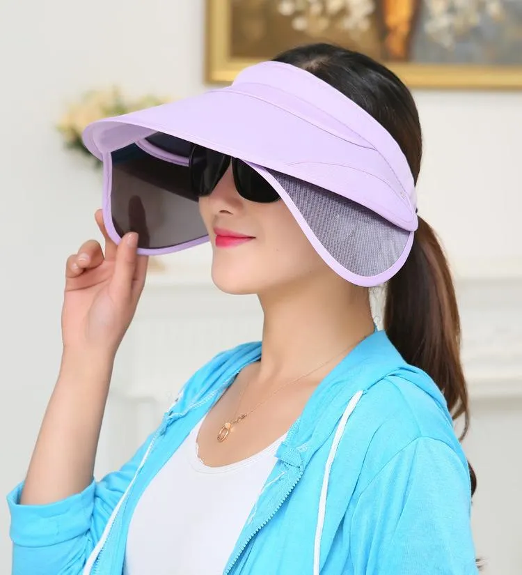 Wide Brim Hats 2021 Retractable Visor Female Summer Sun Empty Top Hat  Riding Outdoor Sports Cap UV Woman Beach Fishing241T From Floyd998, $20.33