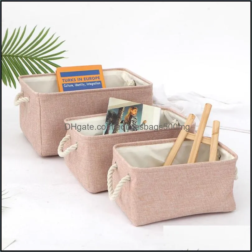 Linen Storage Basket Bins Fabric Organizer Bin Laundry Hampers Baskets Nursery Kids Toys Home Closet Laundrys With Rope Handles