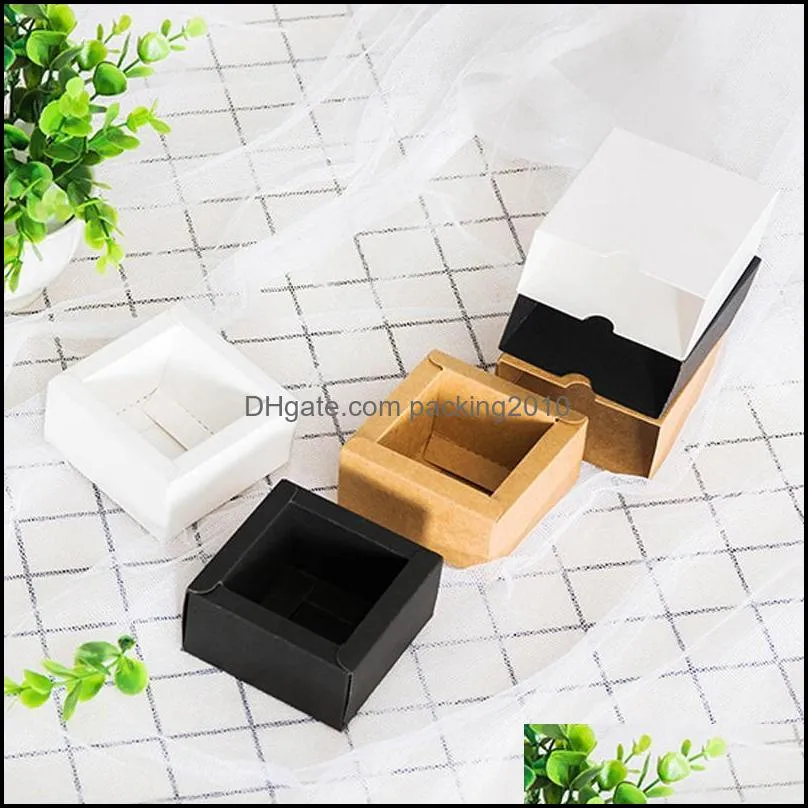 Small Kraft Gift Packaging Paper Box Darwer Boxes Cardboard Soap Candy Packing Wrap