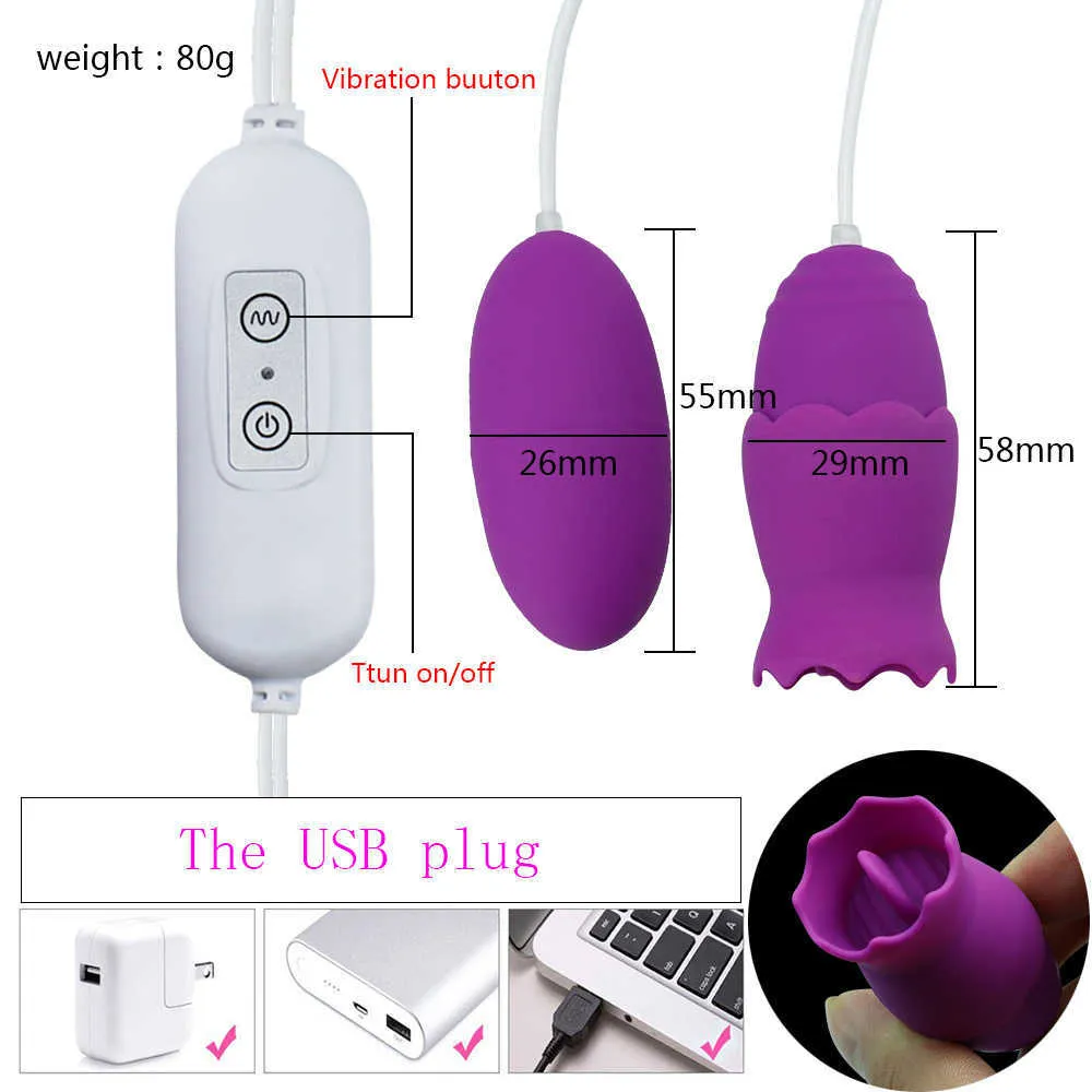 Język Doustny Lizanie Wibratory USB Wibrujące jajko G-Spot Wagina Massage Clitoris Stymulator Sex Zabawki dla kobiet Sex Zabawki P0818