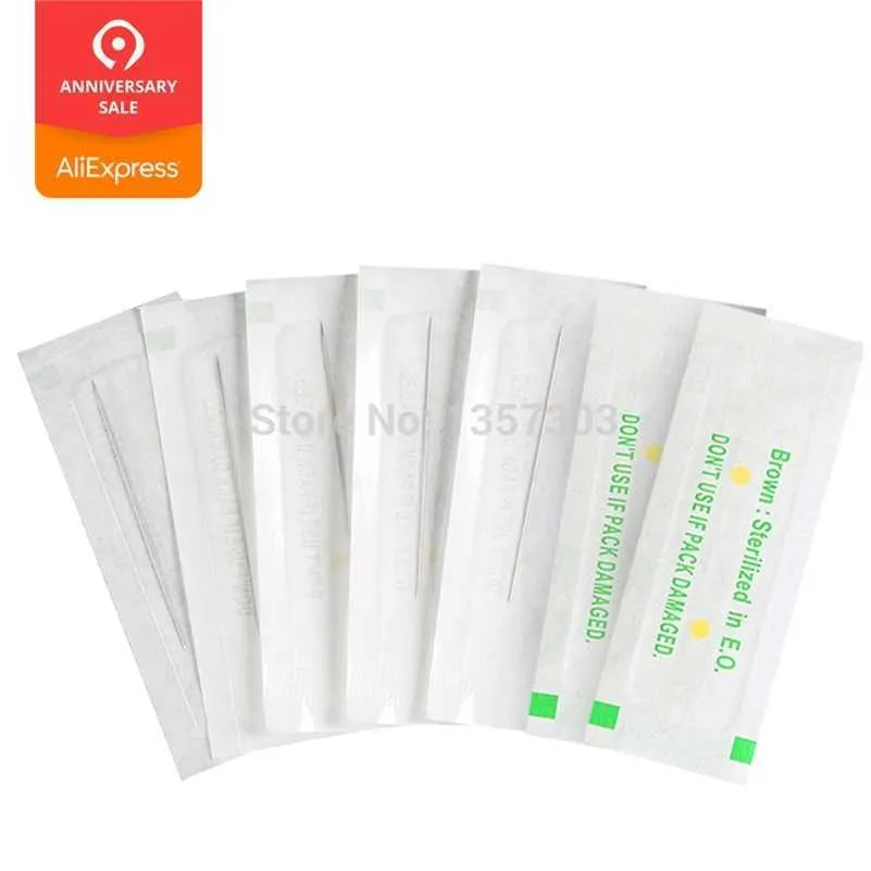 500Pcs/box 1R Single Round Needles For Eyebrow/Eyeliner/Lips Permanent Makeup 0.35*50mm Cosmetic Tattoo Needles 210323