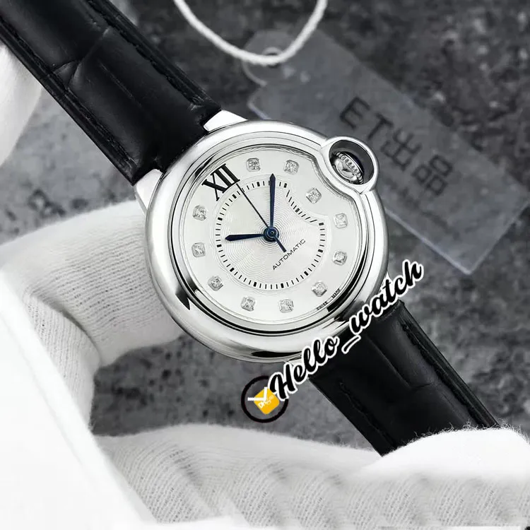 33mm V2 W4BB0009 W6920069 Mode Lady Klockor Japan NH05 NH06 Womens Watch Diamond Mark White Dial Steel Case Leather Strap Sapphire Wristwatches HWCR Hello_Watch