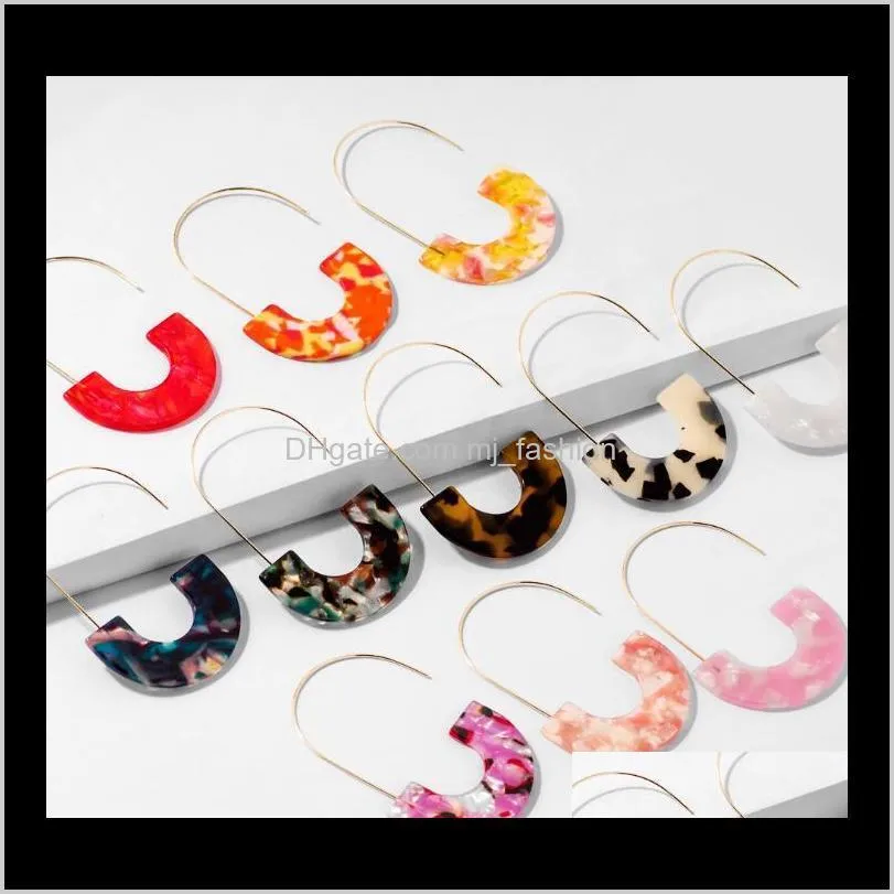 fashion leopard grain acrylic earrings multi-color big hook semicircle resin drop earring for women wholesale jewelry gift 1581