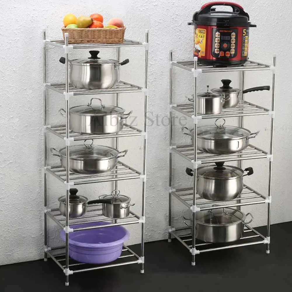 Kitchen Organizer Racks Floor Pot Washbasin Storage Basin Kitchenware Accessories Shelf 210705
