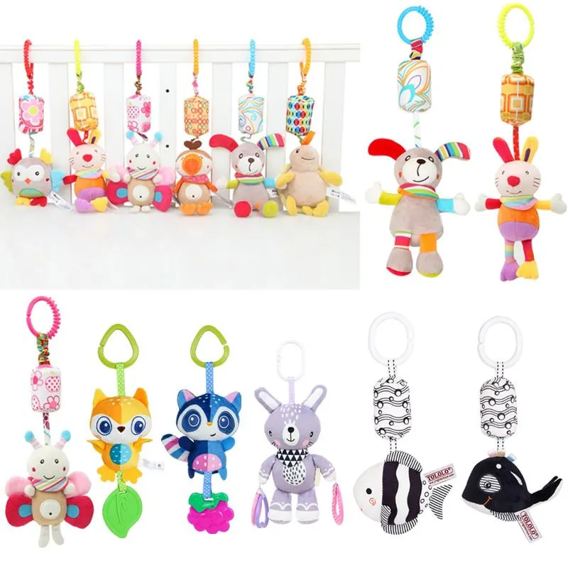 Baby Toy Soft Plush Mobile Rattle Cartoon Stroller Clip Rattles Born Bed Crib Hanging Bell For 0-3Y Educational Toys