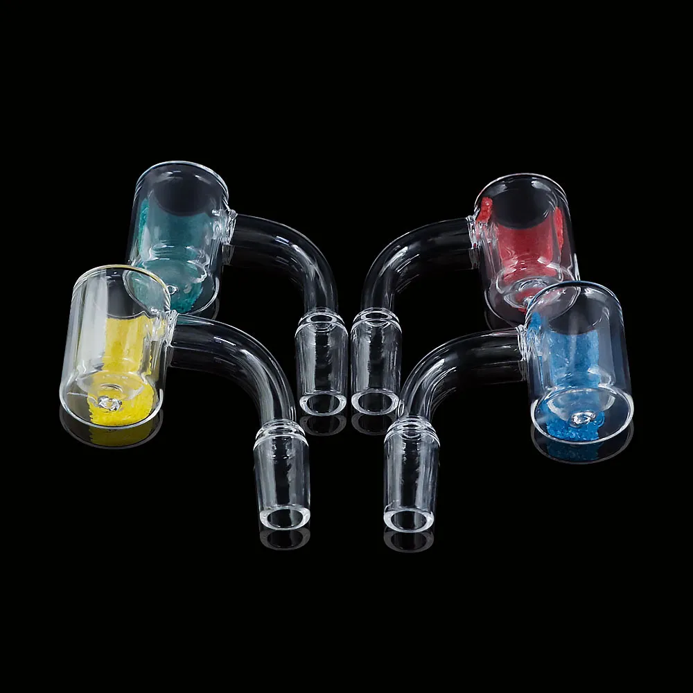 흡연 액세서리 Hornet Quartz 탄수화물 캡 뱅커 14mm Dabber 담자 투명 유리 90 ° 이중 레이어 컬러 사암 봉