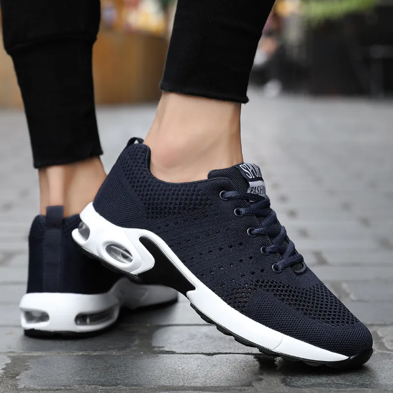 Moda Homens Mulheres Almofadas Correndo Tênis Respirável Designer Negro Negócio Azul Cinza Sapatilhas Treinadores Treinadores Sports Treinadores tamanho 39-45 W-1713