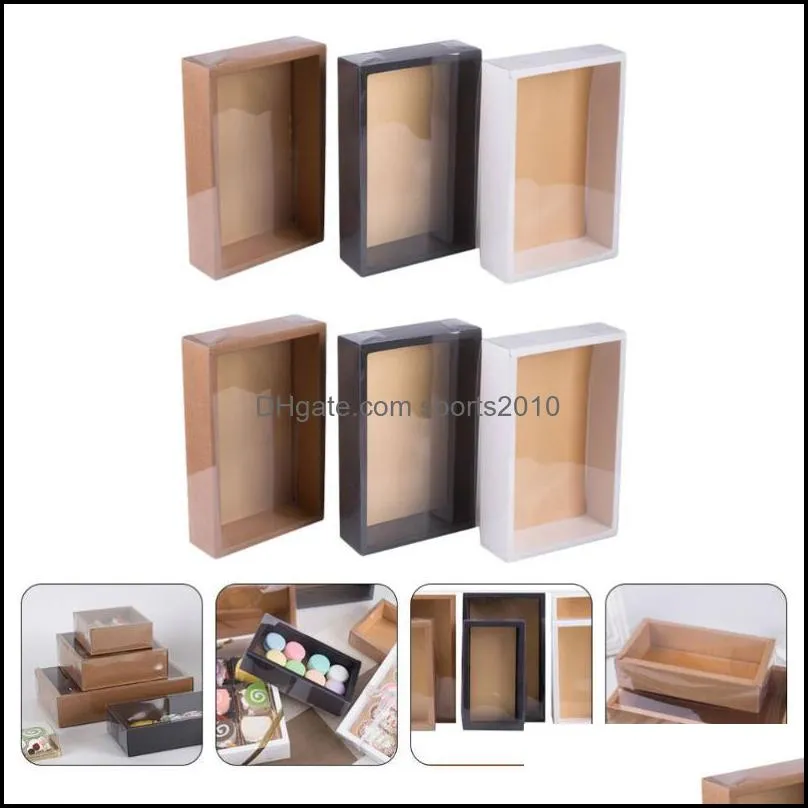 6Pcs Gift Wrapping Box Gift Packing Case Dessert Containers with Transparent Lid