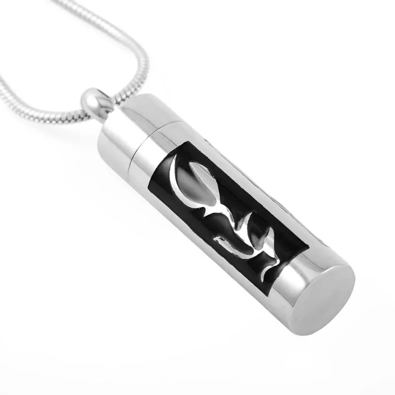 Chaînes Cylindre Crémation Urne Pendentif En Acier Inoxydable Memorial Souvenir Collier Bijoux Pour Hommes Tient Beaucoup Plus Ashes244a