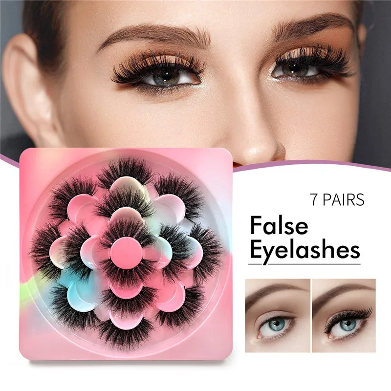 7pairs 3D Natural Thick False Eyelashes Dramatic Multilayer Lashes Extension Luxurious Volume Fluffy Fake Eyelash Makeup Tool