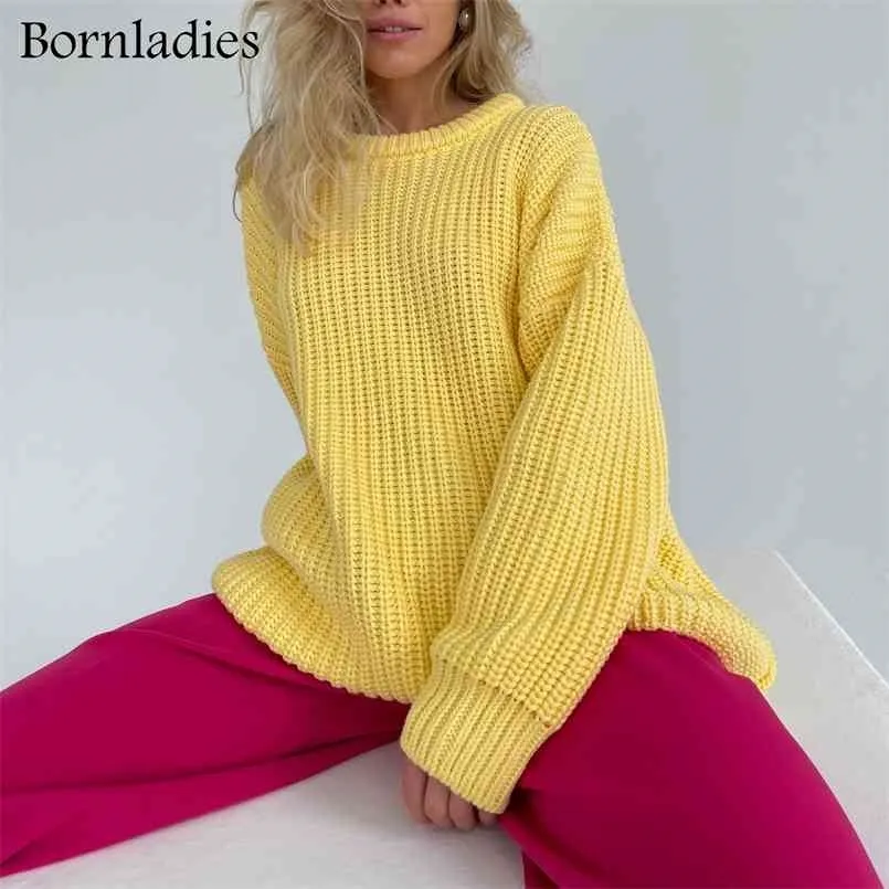 Bornladies autunno inverno ispessimento oversize maglione verde maglione donne manica lunga casual pullover allentati femminili solido maglia a maglia 210917