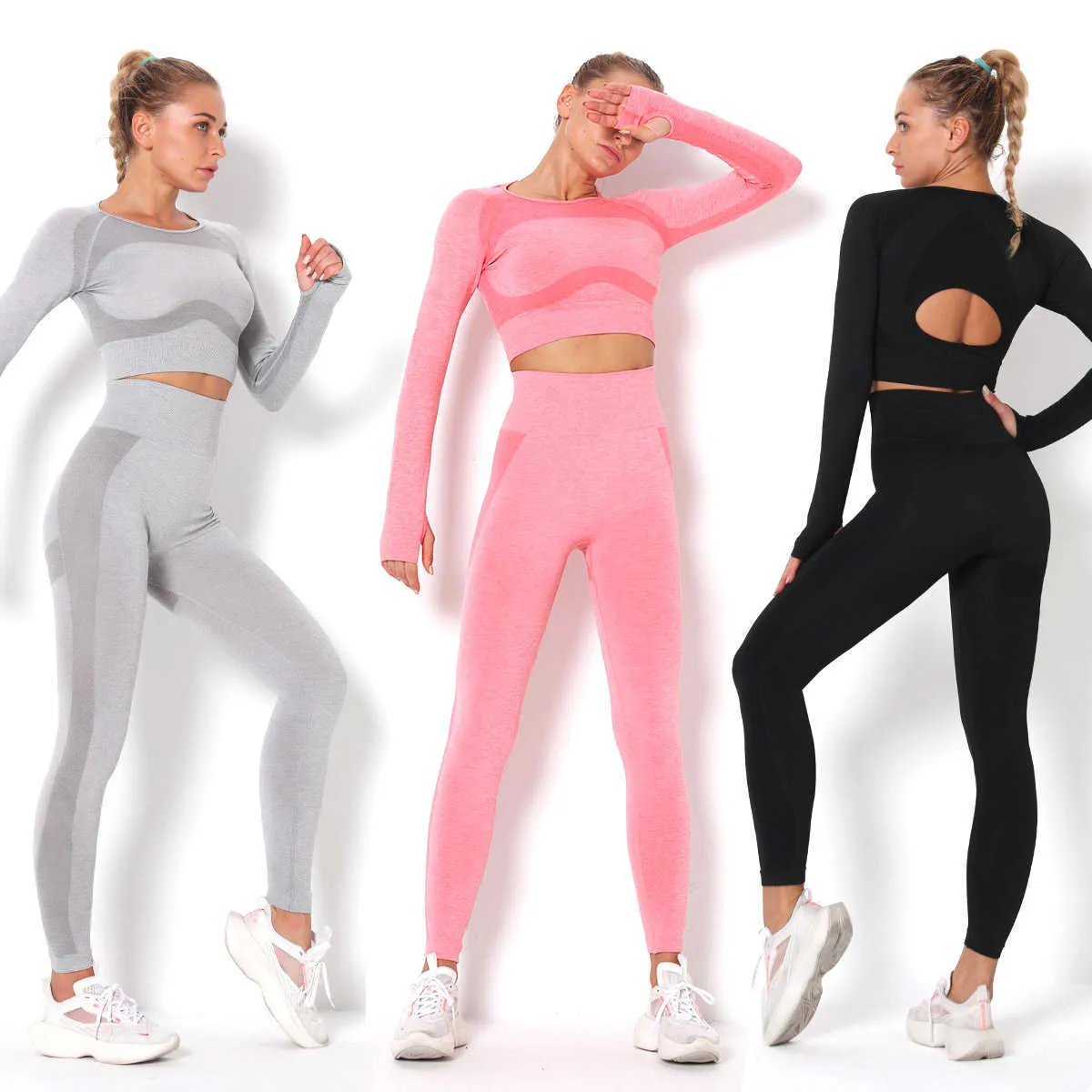 6 kleuren yoga pak trainingspak vrouwen gym kleding Seamlyoga set sport tops kleding fitnsuit sport broek yoga leggings x0629