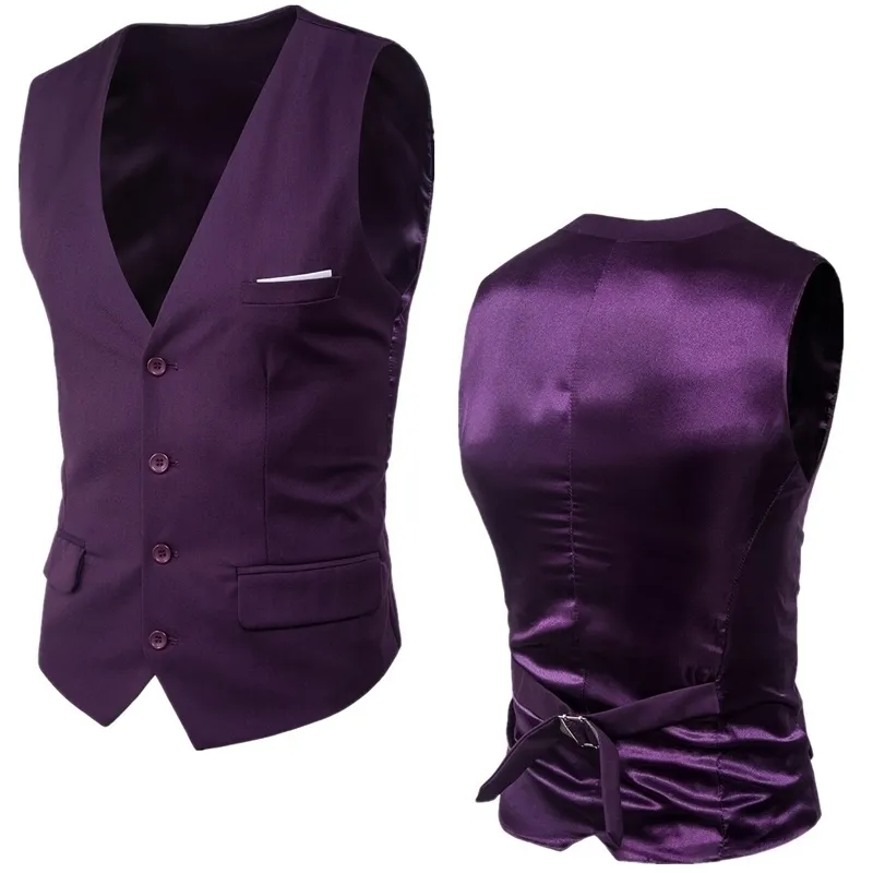 Roxo terno colete homens primavera slim se encaixar sem mangas colete de waistcoat homens de negócios formal vestido vestes chaleco hombre 210522