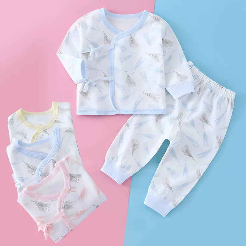 Новорожденный девочка одежда мультфильм пижама наборы малышей осенью одежда мальчики хлопчатобумажные комплекты одежды Roupa Infantil Menina Sleekwears G1023