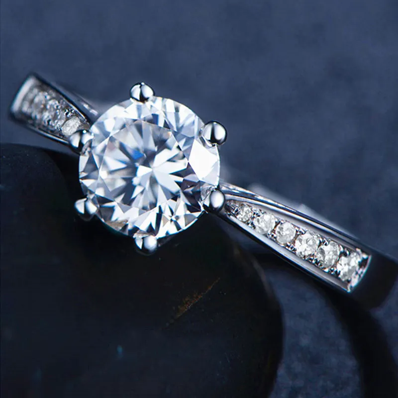 Ren 18k vitguld klassisk enkelrad borrring lab diamant bröllopsdag