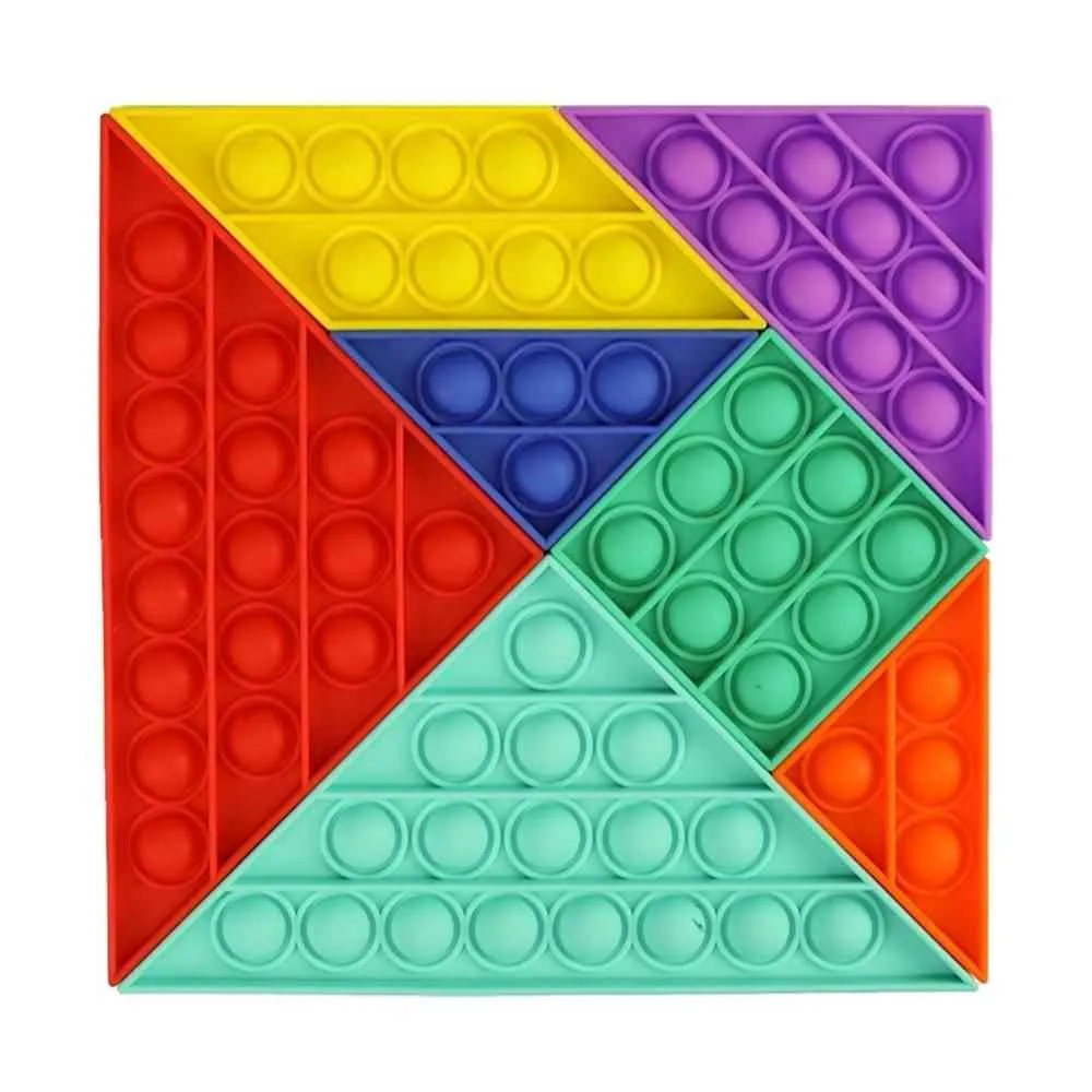 Push Bubble Sensorisches Spielzeug Tangram DIY Siebenteiliges Puzzle Zappelspielzeug Kinder Früherziehung Puzzle Brettspiel Dekompressionsgerät H32Y1LO
