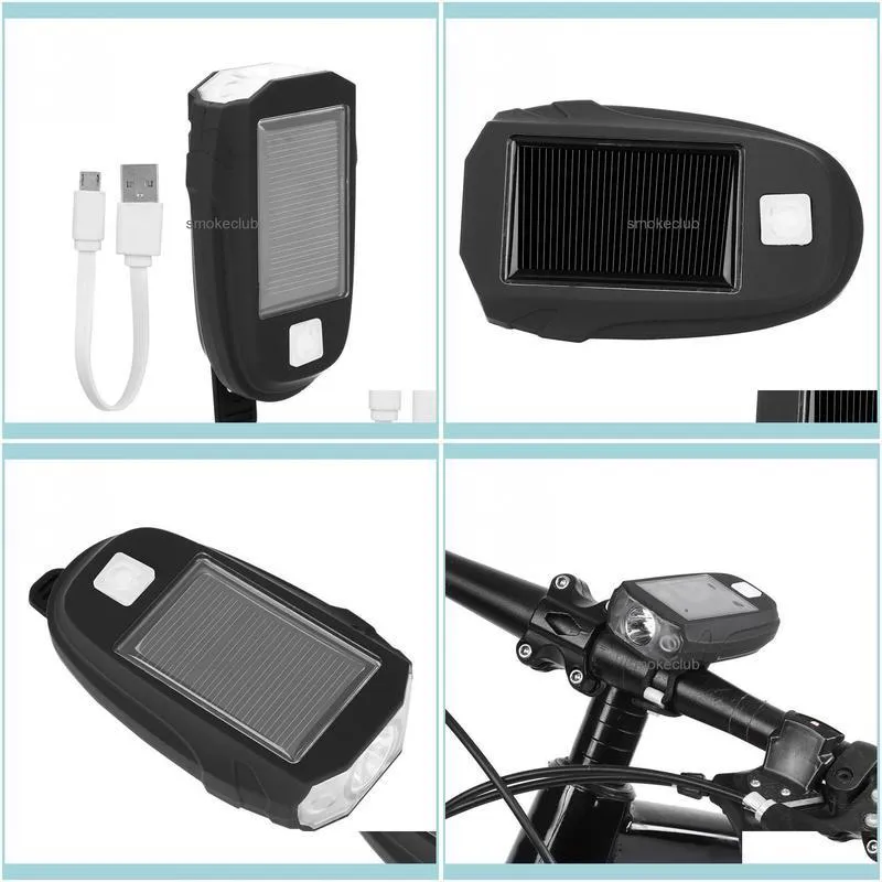 Bike Lights 600lm Front Light Waterproof Bicycle Headlight Solar Powered USB Charging For All Bicycles Accessories