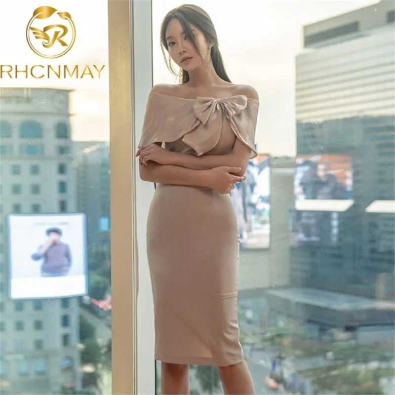 Korean Tie Neck Mini Dress, Skinny Bow Tie Accent, Elegant Spring