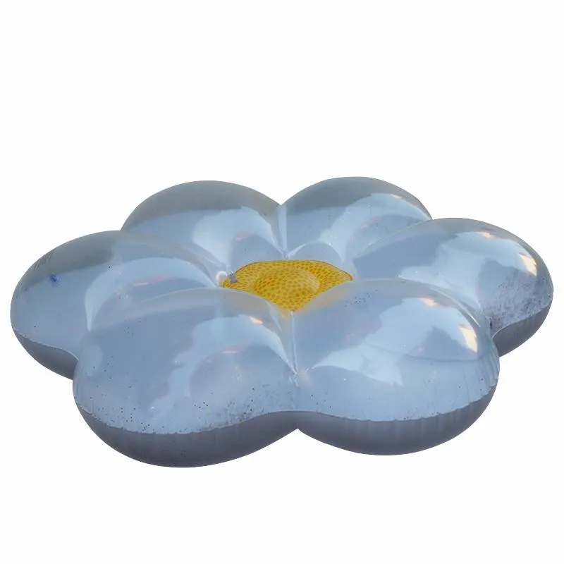 Inflatable Floats & Tubes 160cm White Flower Shape Swimming Float Sequins Swim Pool Water Toy272k