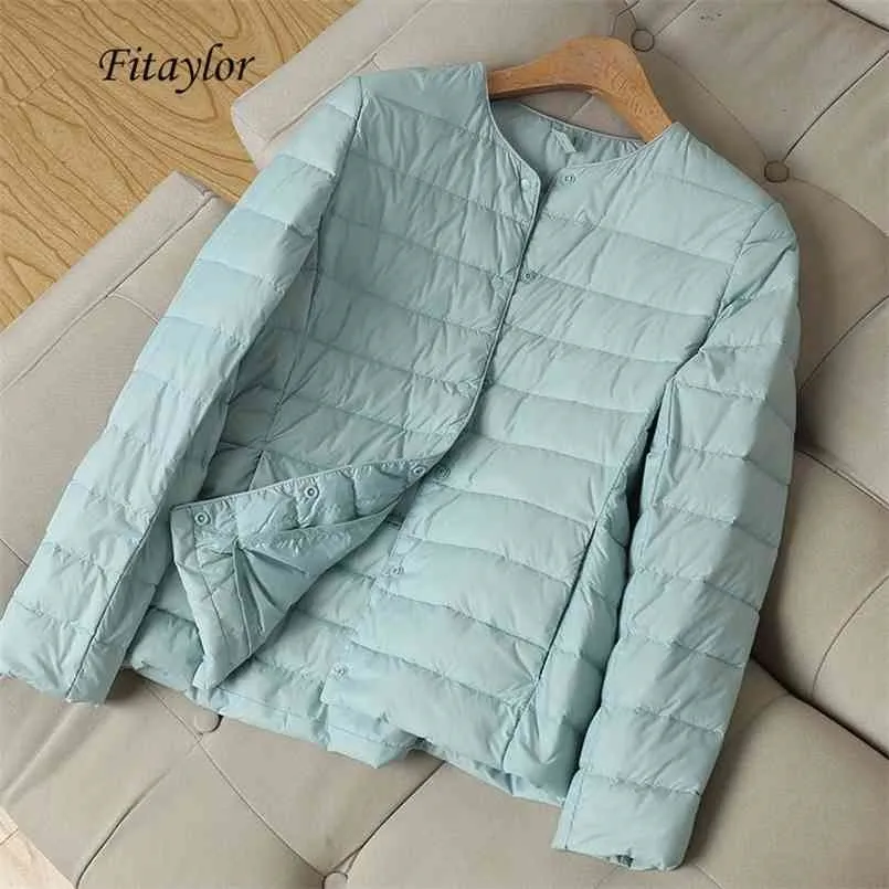 Fitaylor hiver femmes ultra léger blanc canard doudoune manteaux courts plus taille s-3xl chaud femme doudoune vêtements d'extérieur 210819