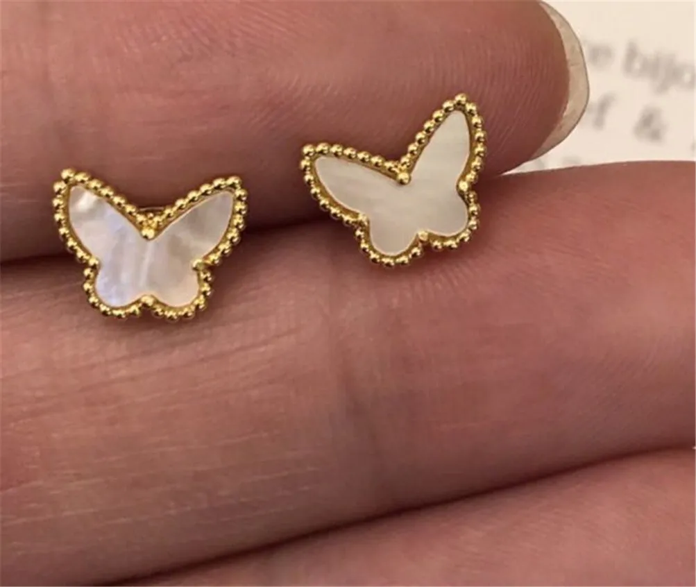 V&AF 18K Gold Fashion Classic Sweet 4/Four Leaf Clover Butterfly Bracelet Earrings Necklace Jewelry Set for S925 Silver Van Women&Girls Wedding Valentine`s Day Gifts