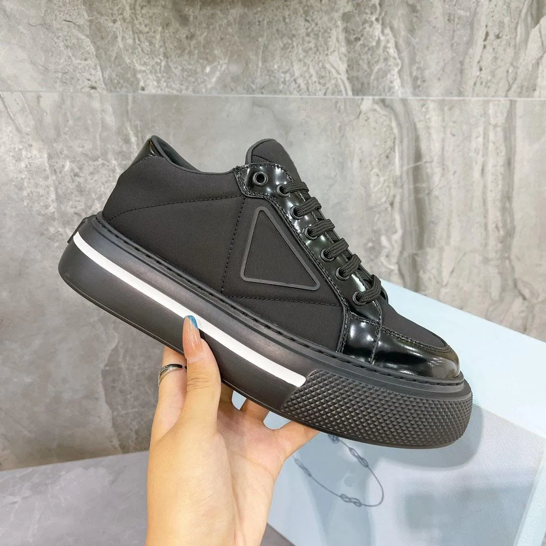 Macro Re-Nylon Sneakers 2021 Luxury Designer Women Casual Shoes Thick Bottom Recycled Nylon and Shiny Leather Sneaker Low-top High-top Top Quality Size 35-40