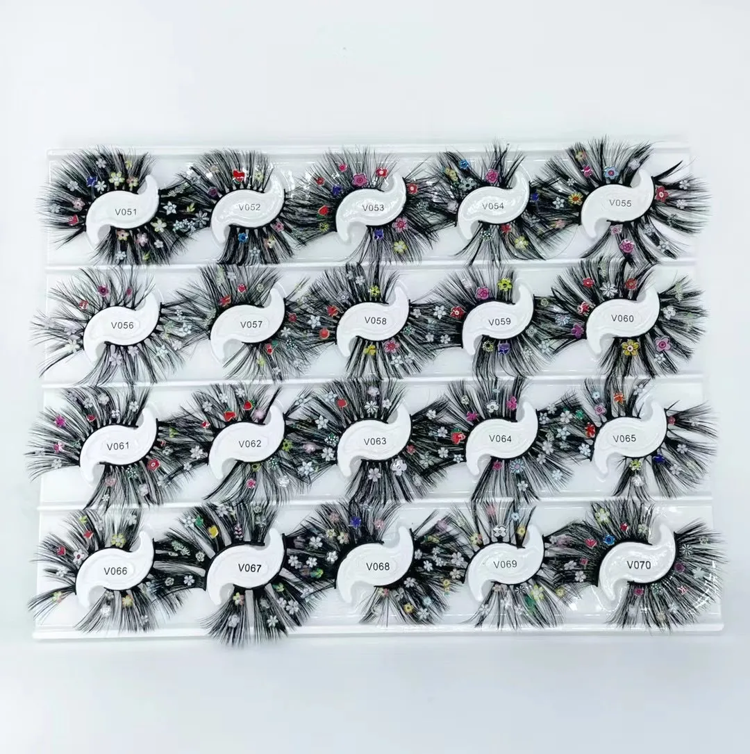 도매 크리스마스 색상 과장된 가짜 속눈썹 자연 시뮬레이션 25mm 반짝이 속눈썹 shimmery lashes 할로윈을 위해 메이크업